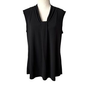 3/$20💥 Dana Buchman Black Sleeveless Blouse Liquid Knit Whimsigoth Minimalist L